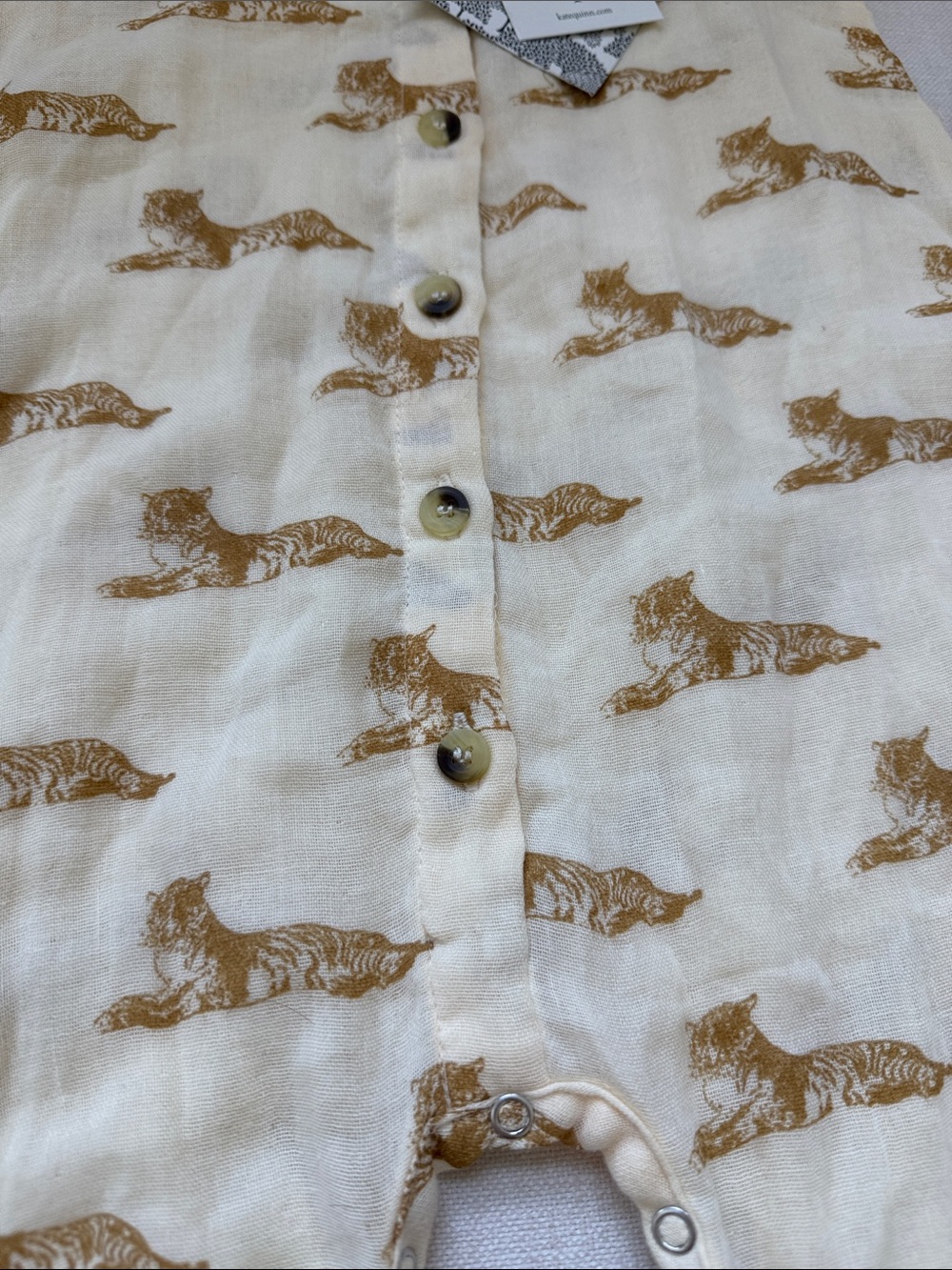 kate quinn Cream One-Piece Footie with Brown Tiger Print - Picture 3 of 4